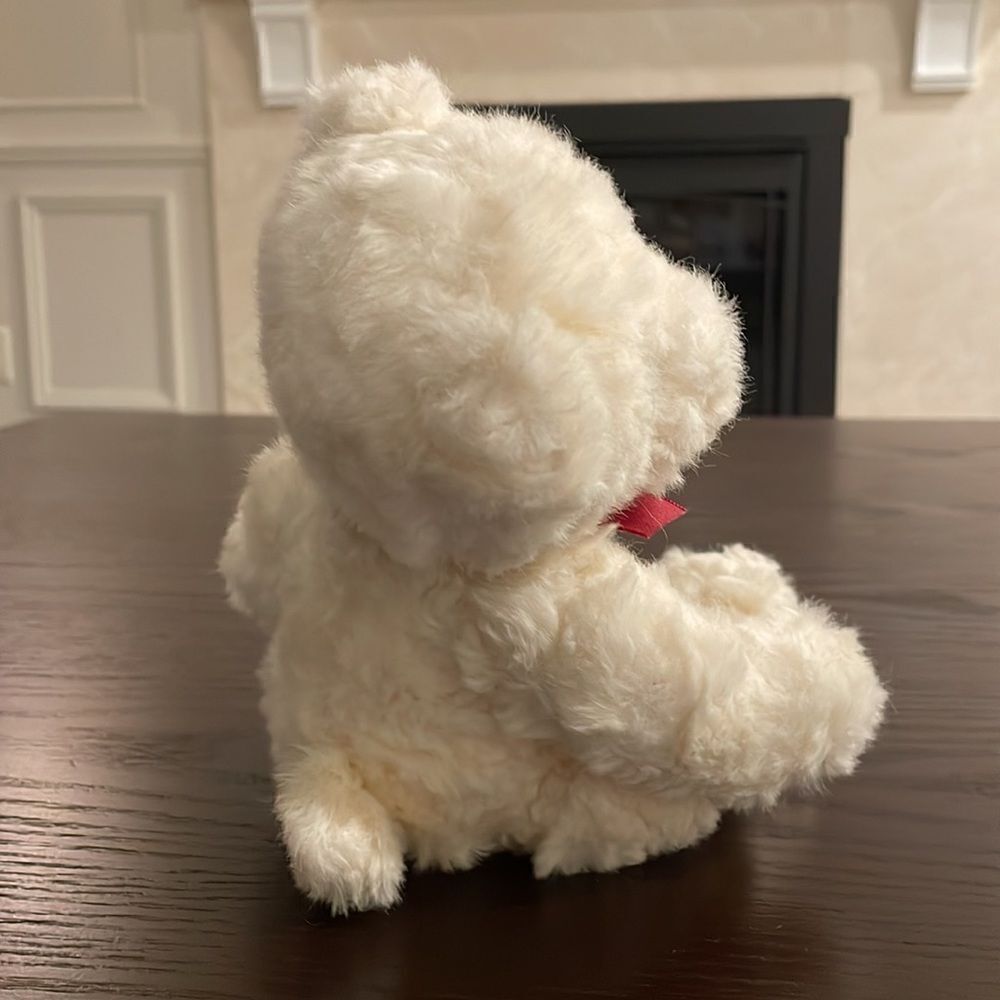 Russ Berrie Vintage White Plush Teddy Bear Schubert Red Bow Excellent Condition - Picture 5 of 8